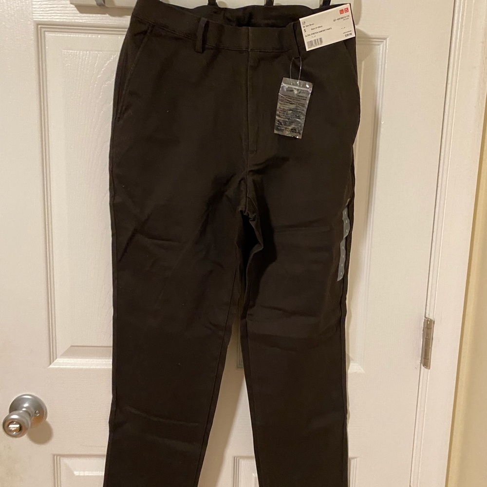 brown ultra stretch comfort pants uniqlo
